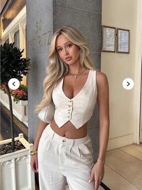 NWT Fashion Nova Cece Linen Pants/Vest Set